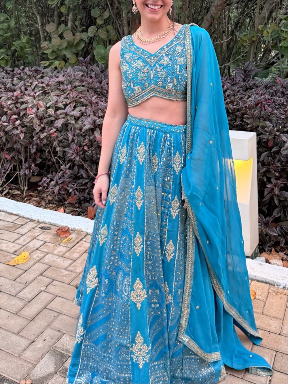 Turquoise Blue Embellished Lehenga Set